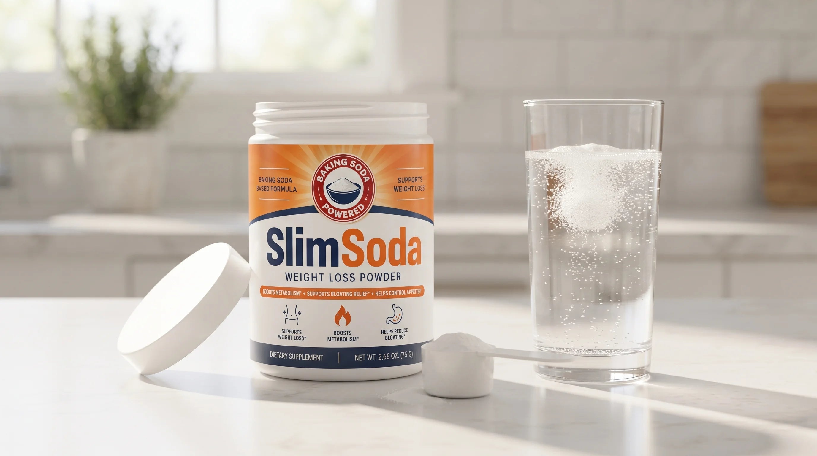 Tub of SlimSoda daily slimming drink mix
